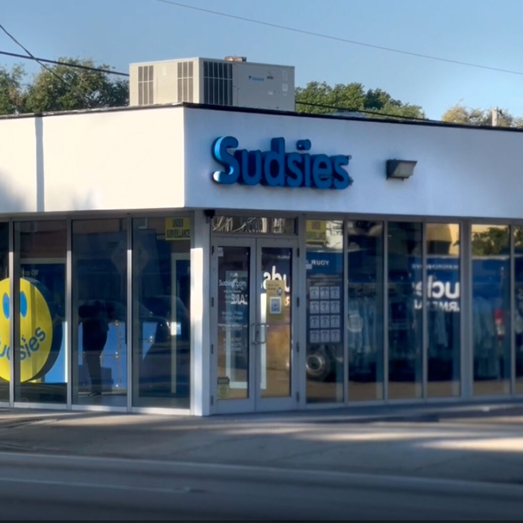 Sudsies dry cleaning boutique storefront exterior
