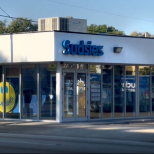 Sudsies dry cleaning boutique storefront exterior