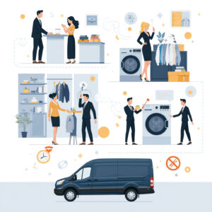 Illustration of disciplined business growth through premium garment care and delivery services.
