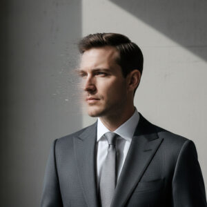 Executive portrait of a business leader in tailored formalwear, symbolizing responsibility, stewardship, and protecting company culture