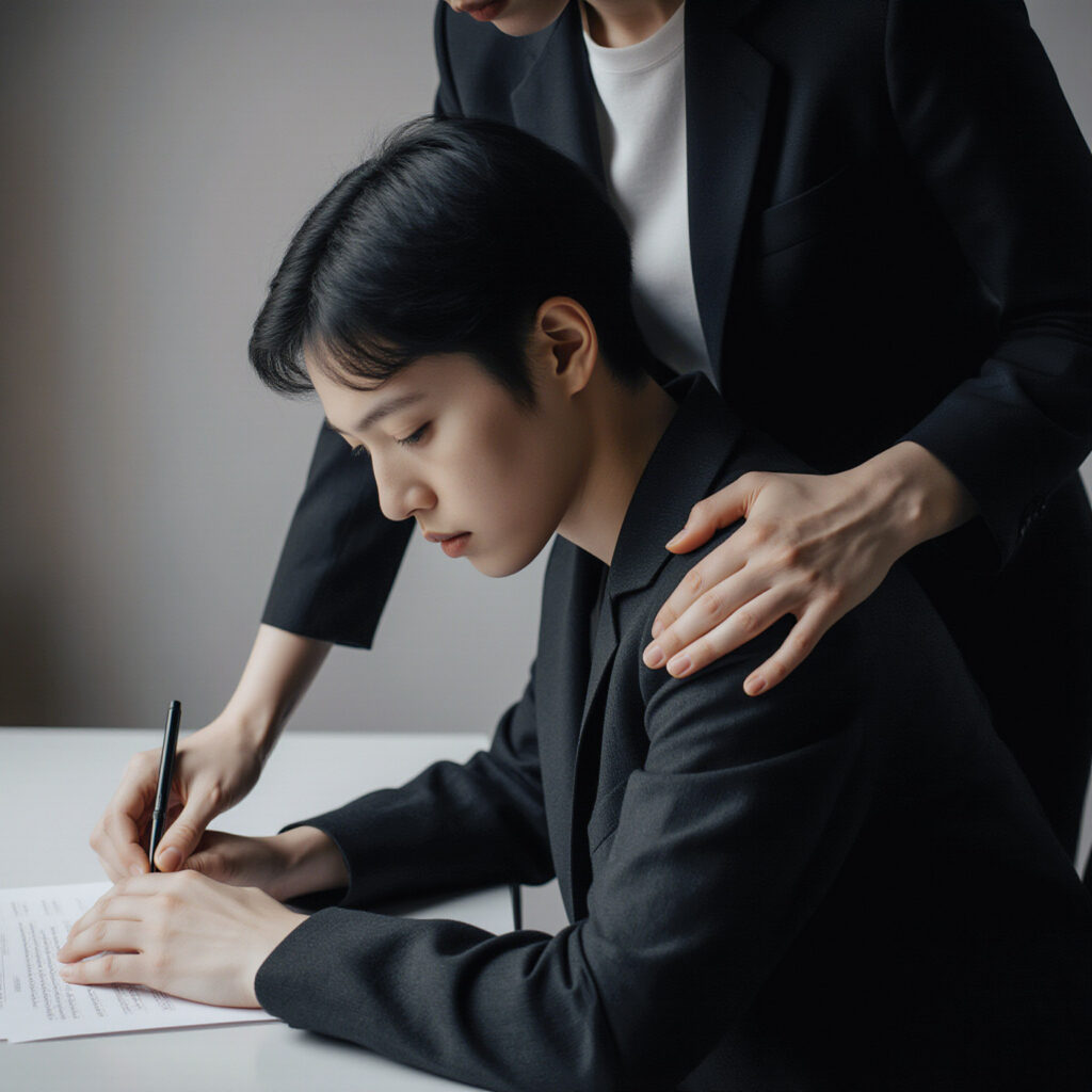 Manager supporting an employee during a professional review and accountability discussion